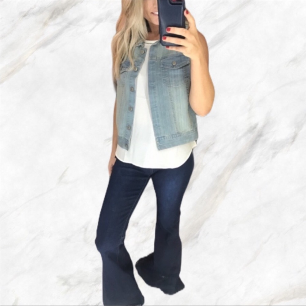 Gianni Bini blue jean jacket denim vest